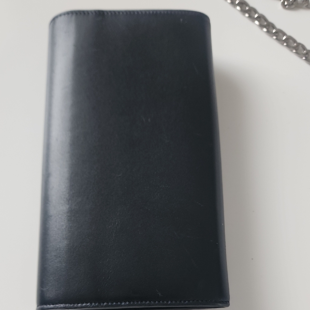 Yves Saint Laurent Black Clutch with Silver Logo - Picture 5 of 10
